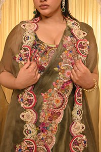 Anshu Jain Olive Green Cape
