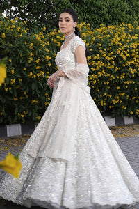 White Net Bead Embroidered Lehenga Set
