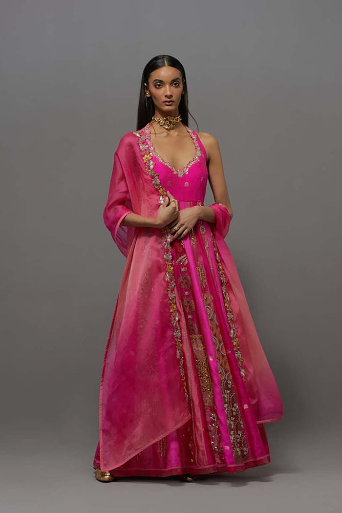 Pink Embellished Kalidar Set