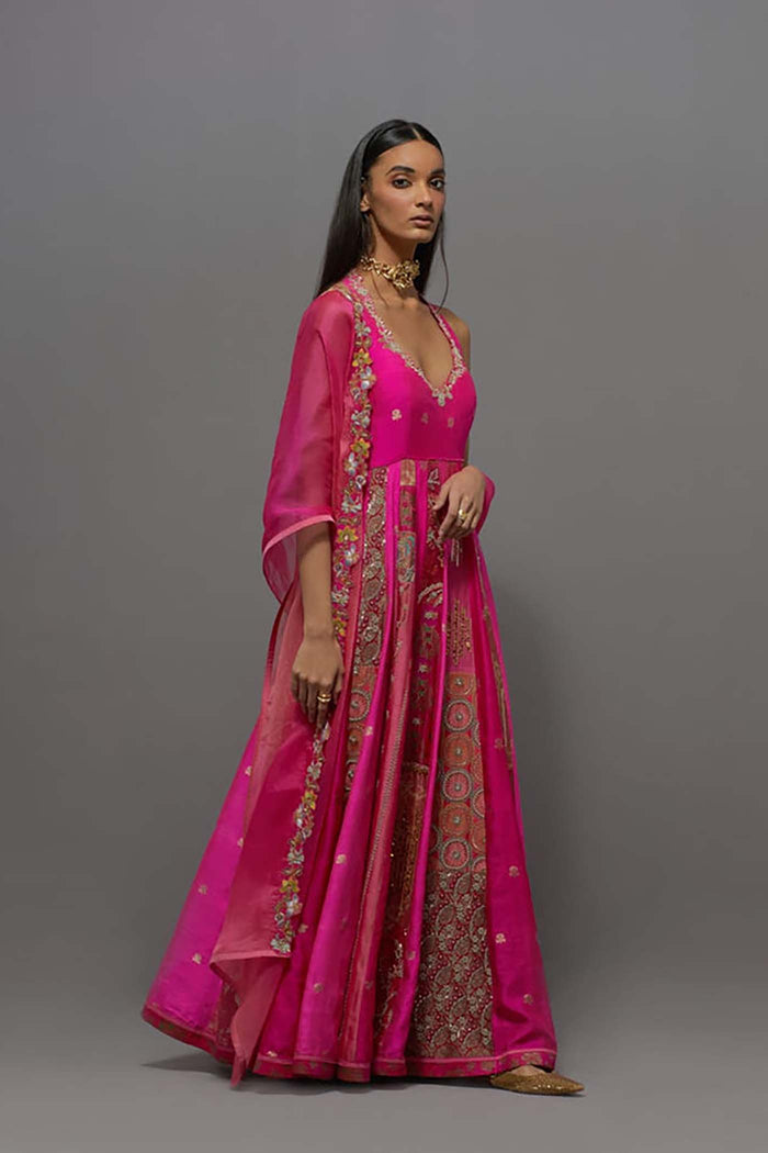 Pink Embellished Kalidar Set